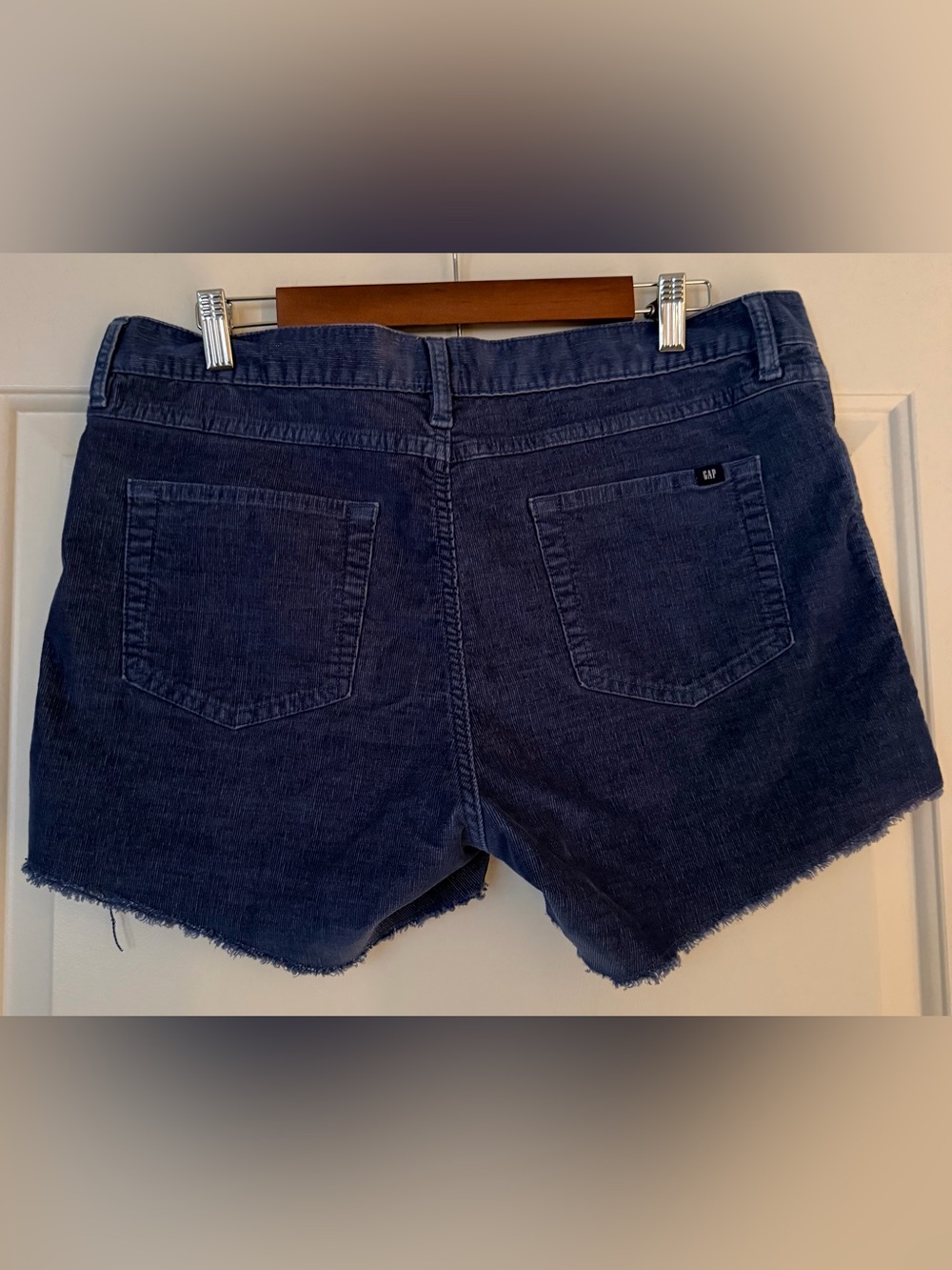 GAP Dark Blue Corduroy Frayed Hem Jean Shorts - Picture 6 of 7